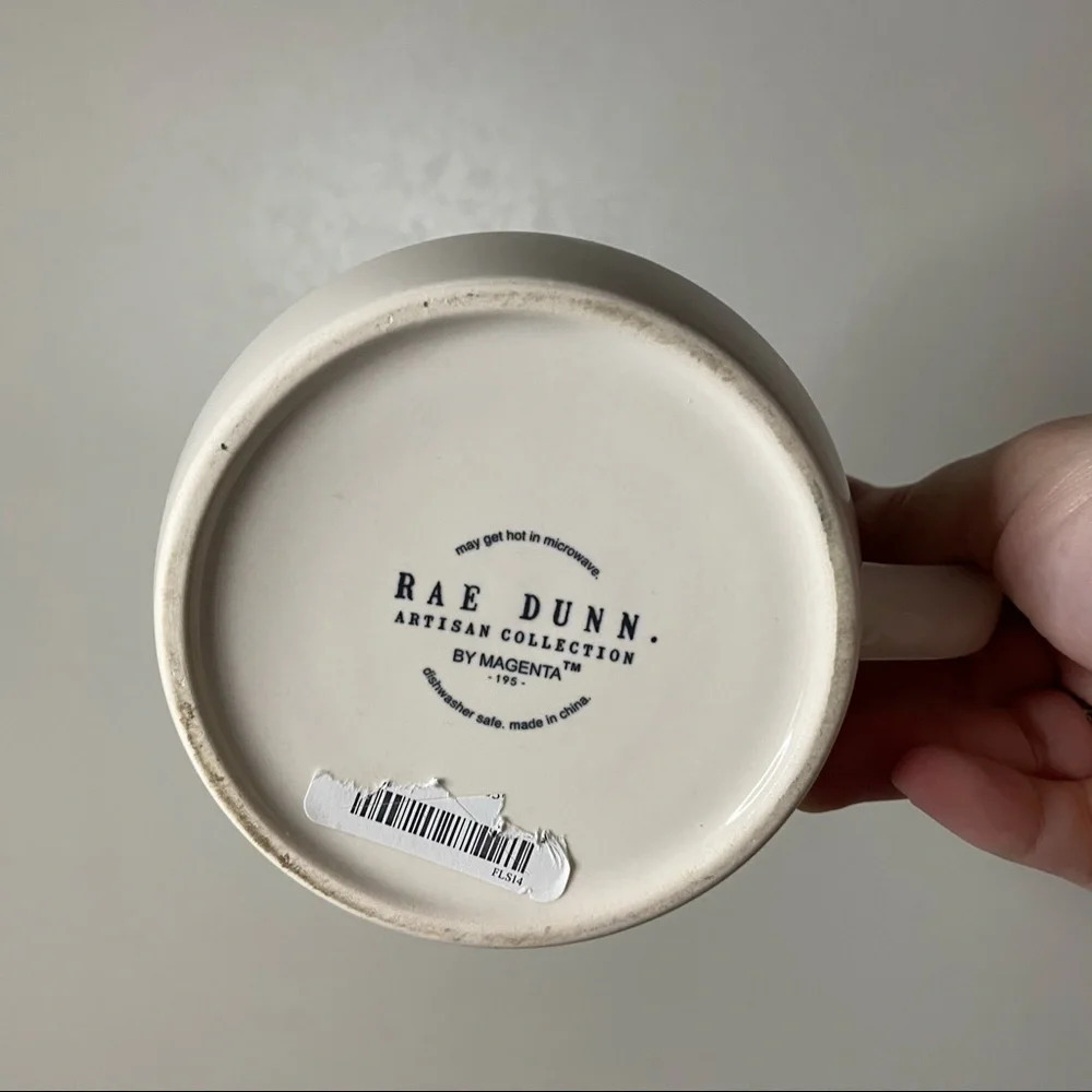 RAE DUNN SLURP Ceramic Mug Rounded 24oz Off White Black Lettering NEW - Picture 3 of 5
